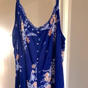 Torrid Size 5 BLUE FLORAL STUDIO KNIT SWING CAMI